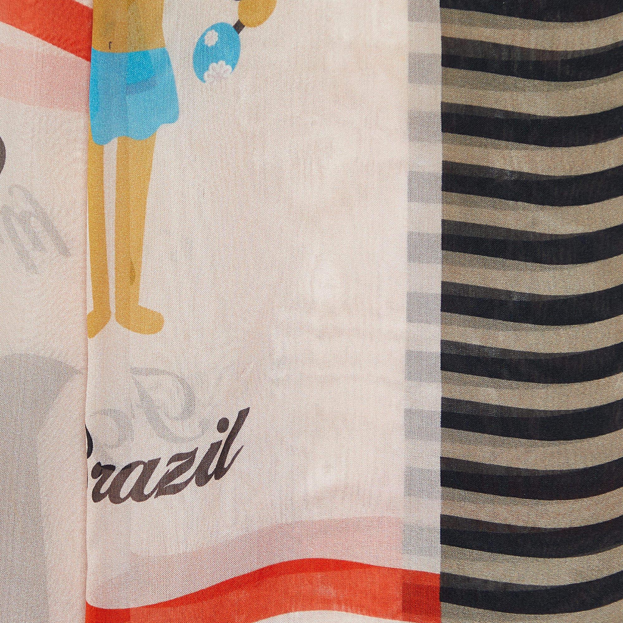 Moschino Pink Doll Print Silk Stole In Good Condition In Dubai, Al Qouz 2