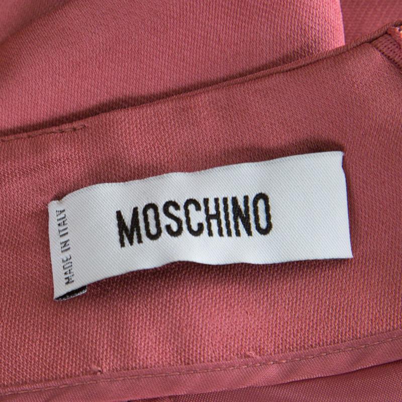 Moschino Pink Draped Side Cowl Detail Short Sleeve Dress S In Good Condition In Dubai, Al Qouz 2