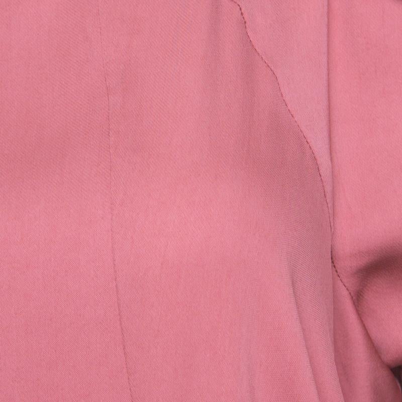 Women's Moschino Pink Draped Side Cowl Detail Short Sleeve Dress S