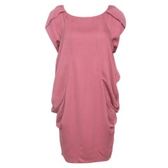 Moschino Pink Draped Side Cowl Detail Short Sleeve Dress S