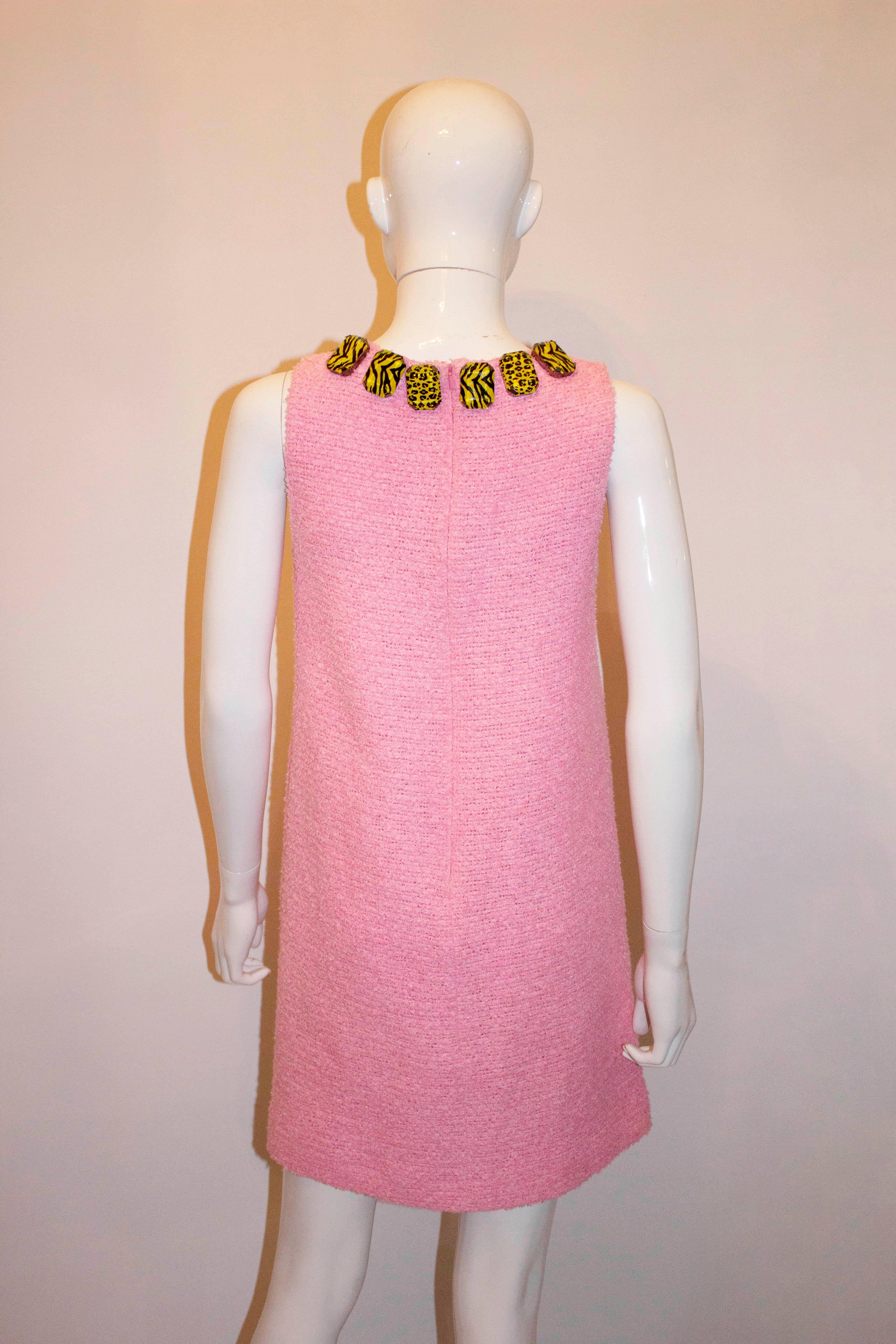 Women's Moschino Pink Dress with Animal Button Detail For Sale