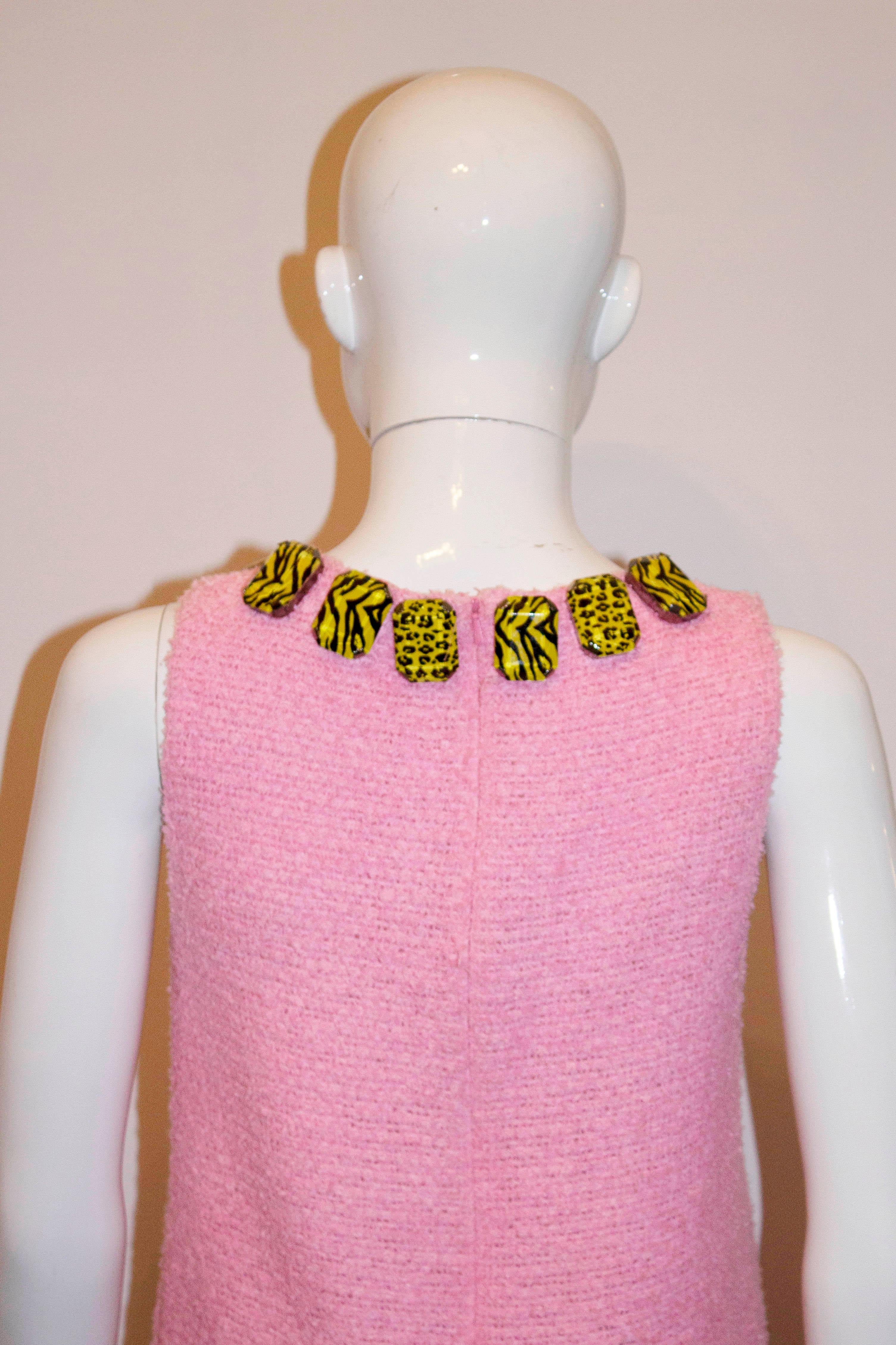 Moschino Pink Dress with Animal Button Detail For Sale 1