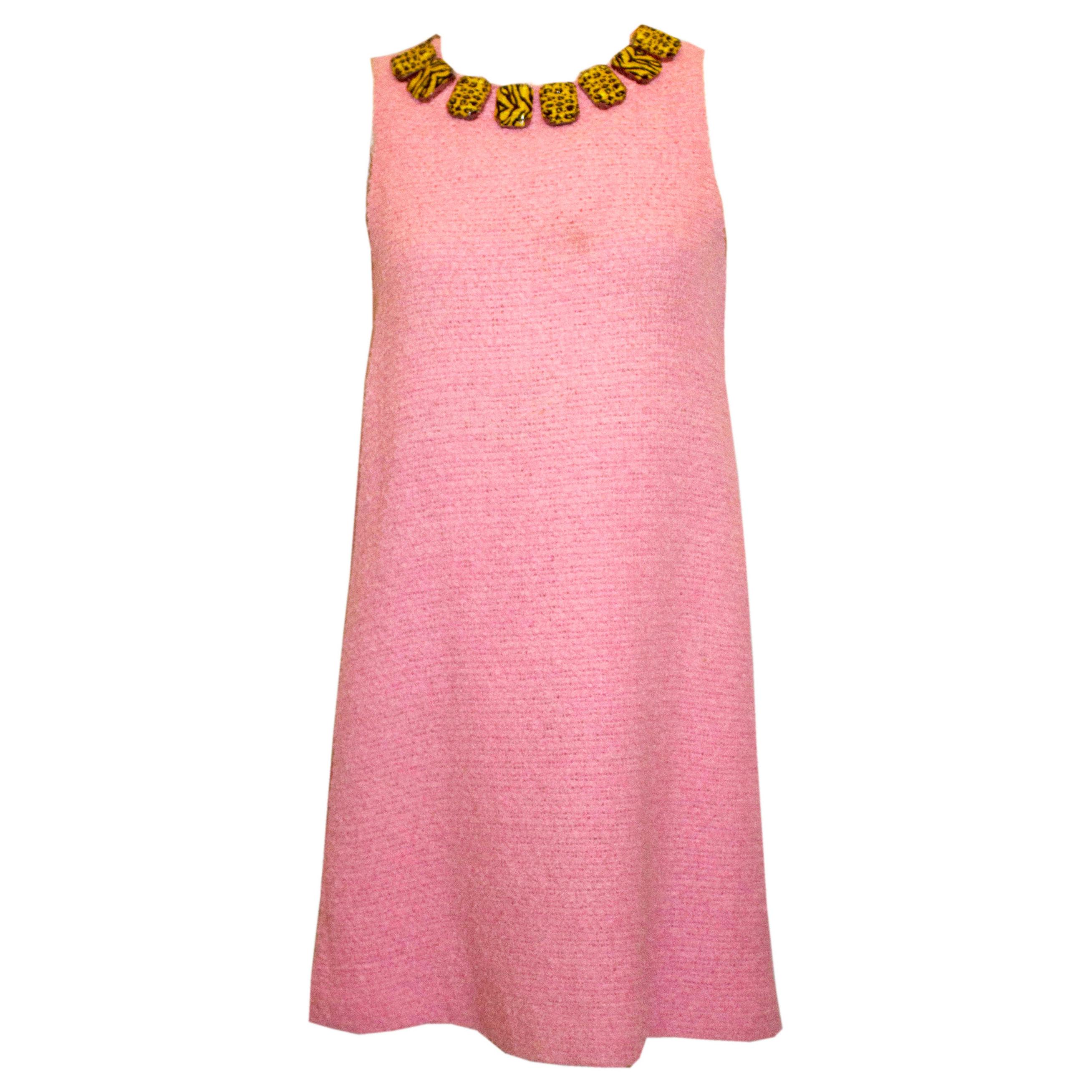 Moschino Pink Dress with Animal Button Detail For Sale