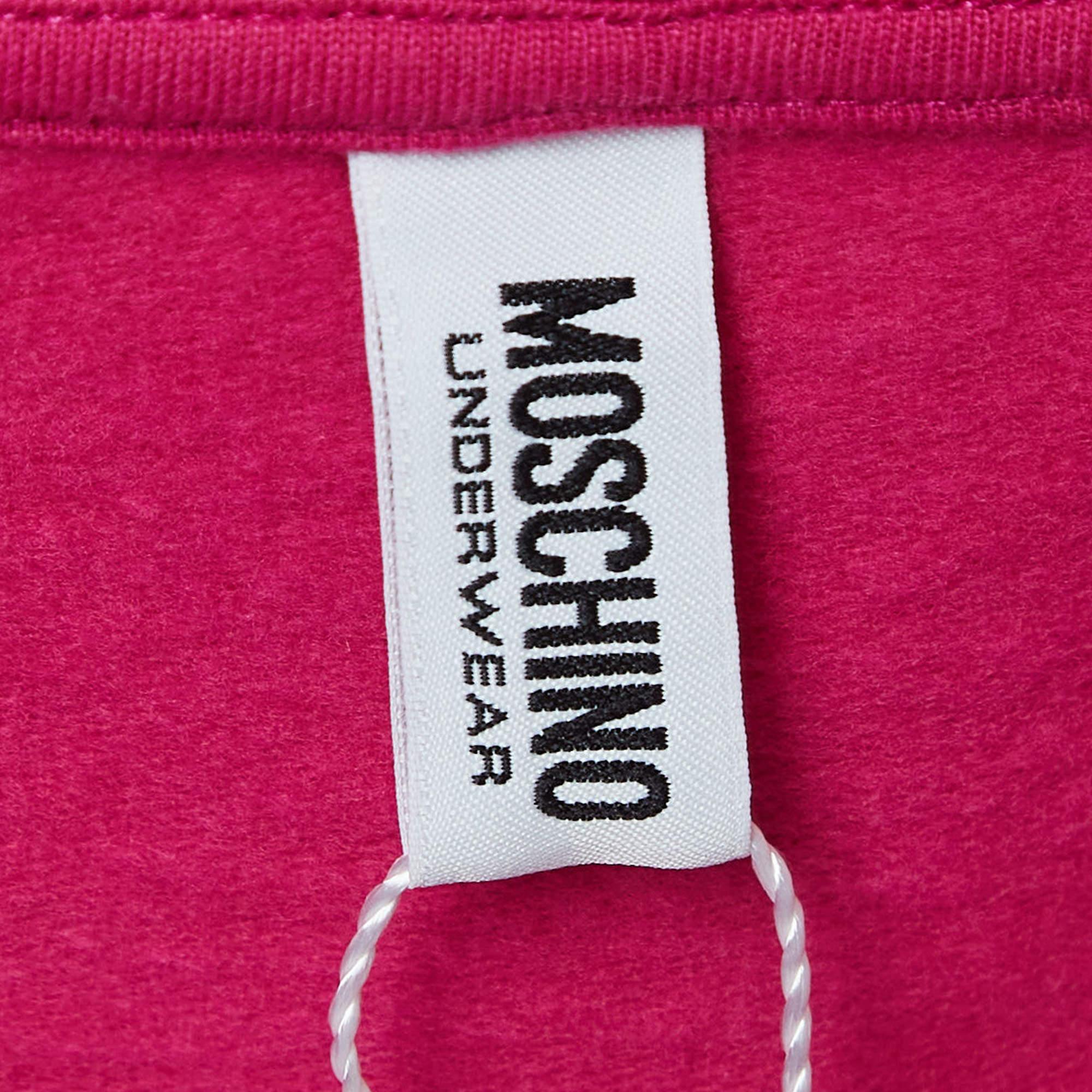 Women's Moschino Pink Logo Print Cotton Zip Front Hooded Jacket S