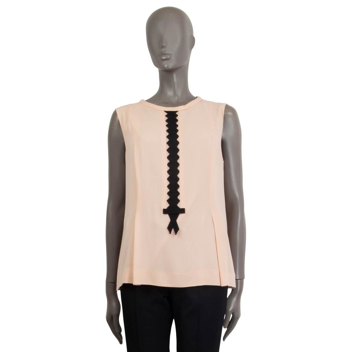 Beige MOSCHINO pink silk Sleeveless Blouse Shirt 42 M For Sale
