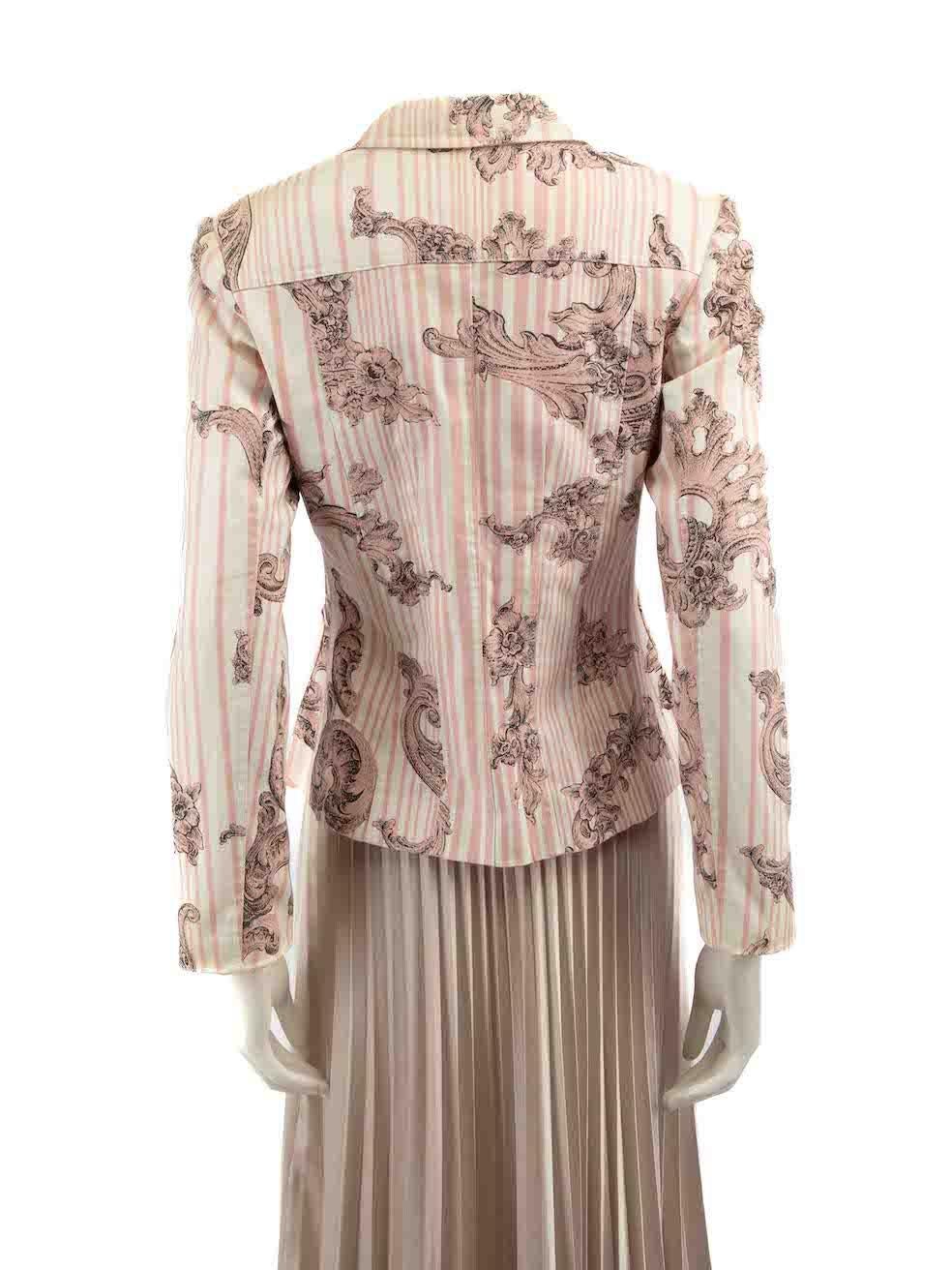 Moschino Pink Striped Baroque Pattern Jacket Size M In Good Condition For Sale In London, GB