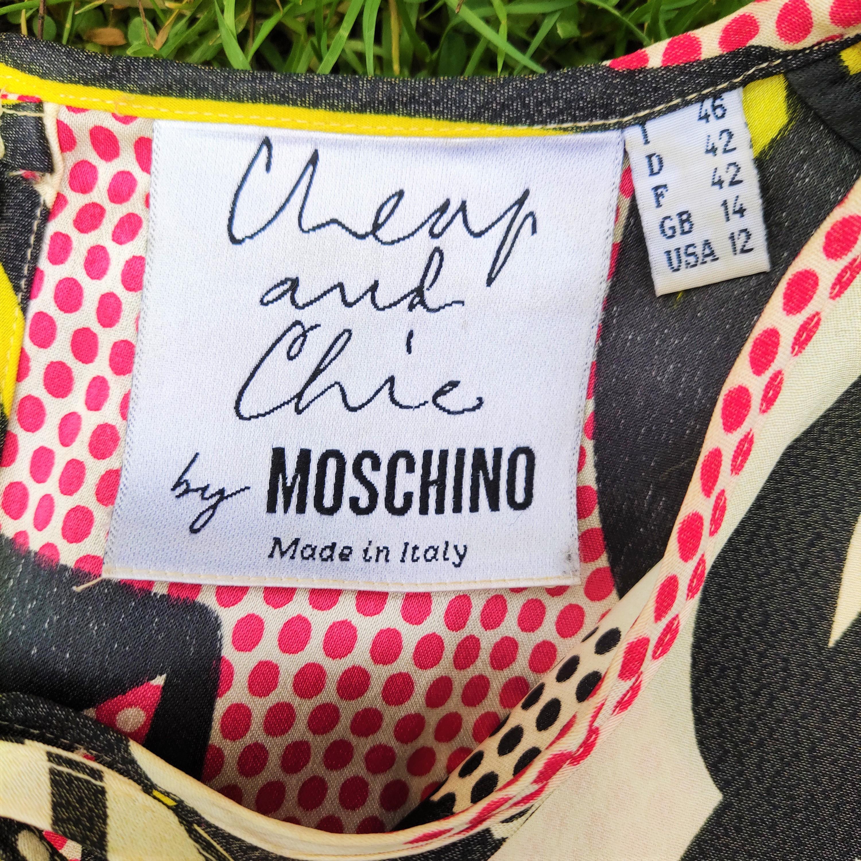 De las mujeres Moschino Pop Art Roy Lichtenstein Primavera Verano 1991 Camiseta Túnica Top Pasarela en venta