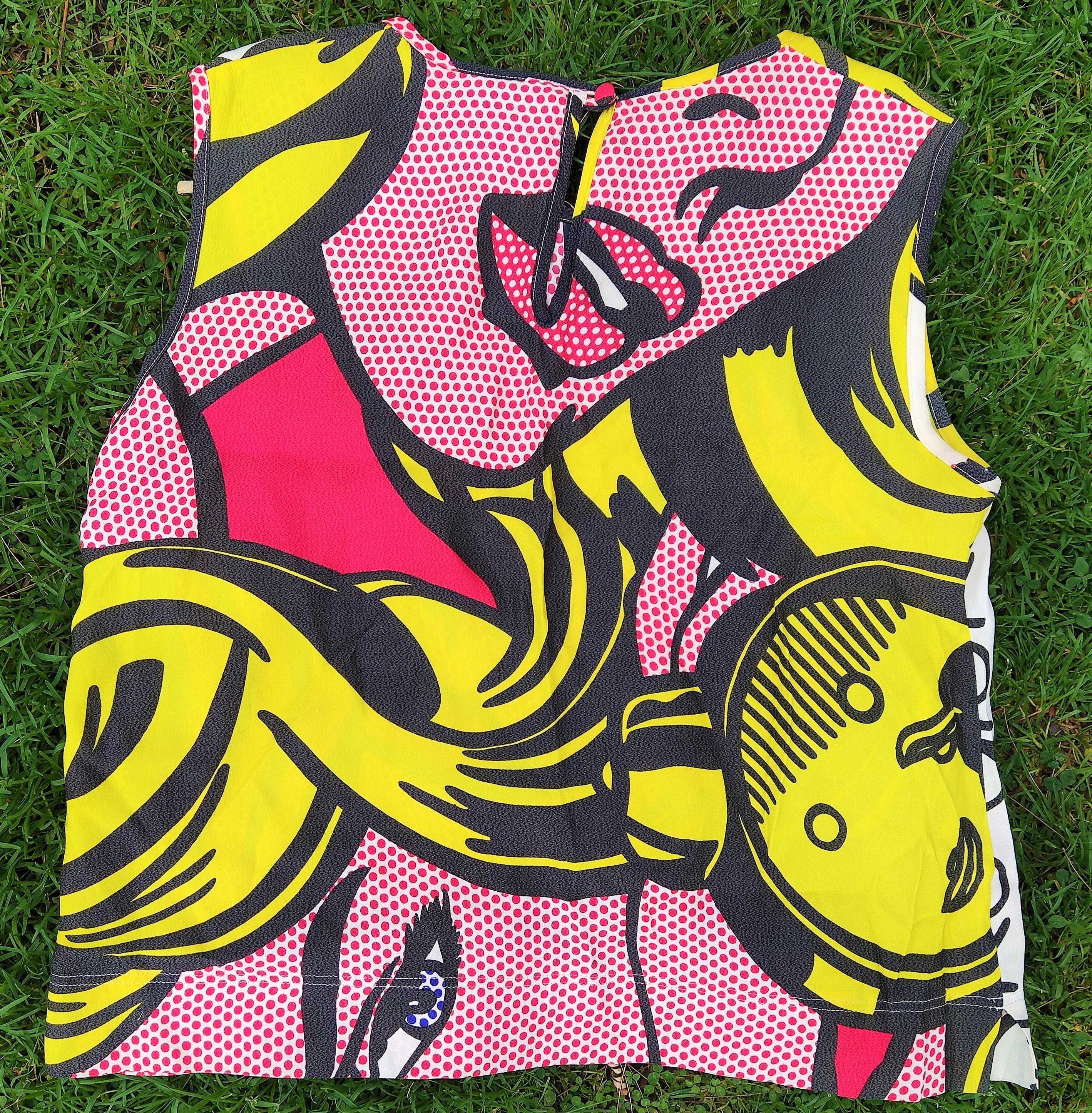 Women's Moschino Pop Art Roy Comics Lichtenstein Spring Summer 1991 Runway Top Tunic Tee