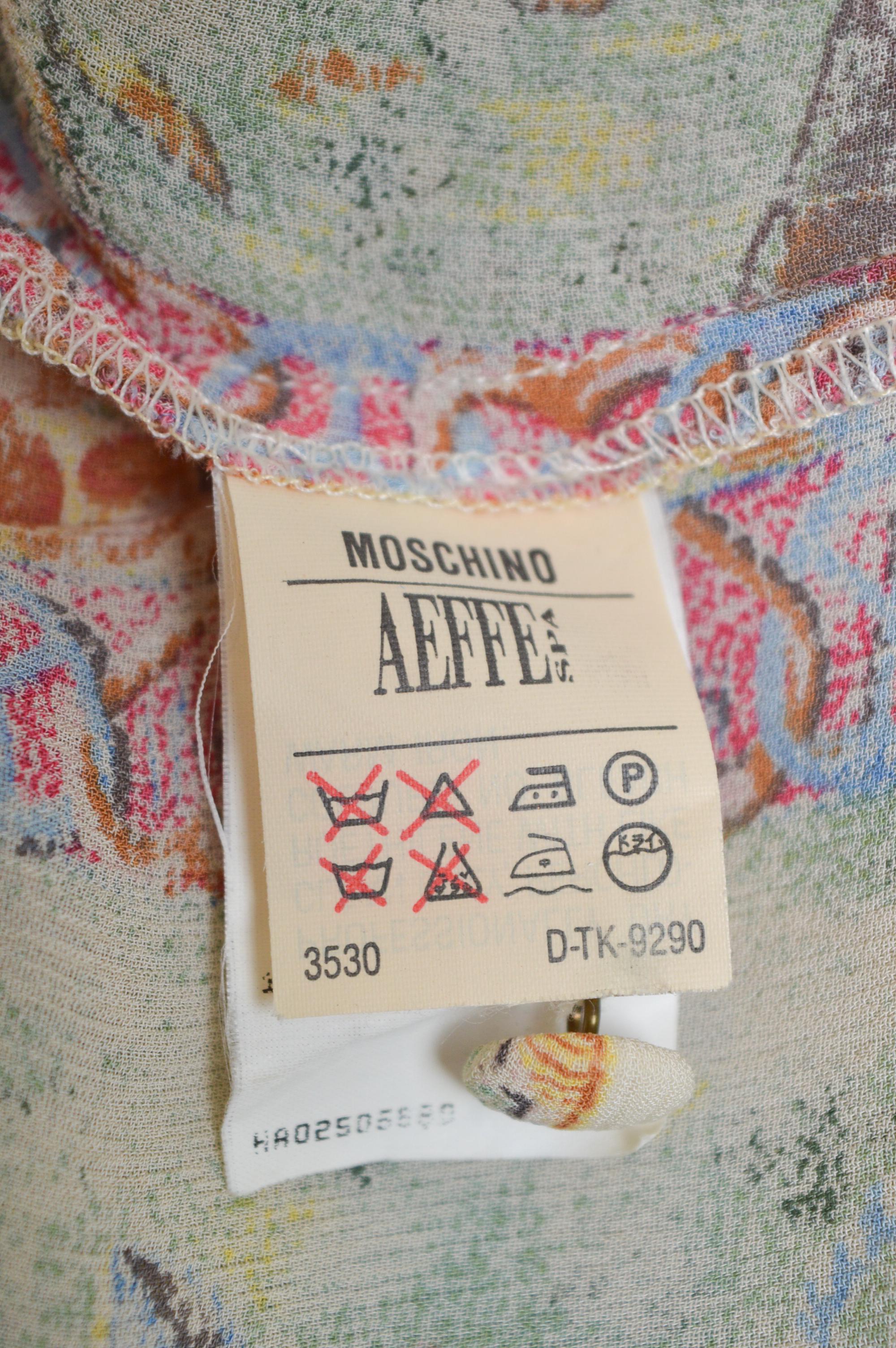 Moschino Popeye & Olive Oil Cartoon 1990s Loud Buntes Hemd mit Pastelldruck im Angebot 5