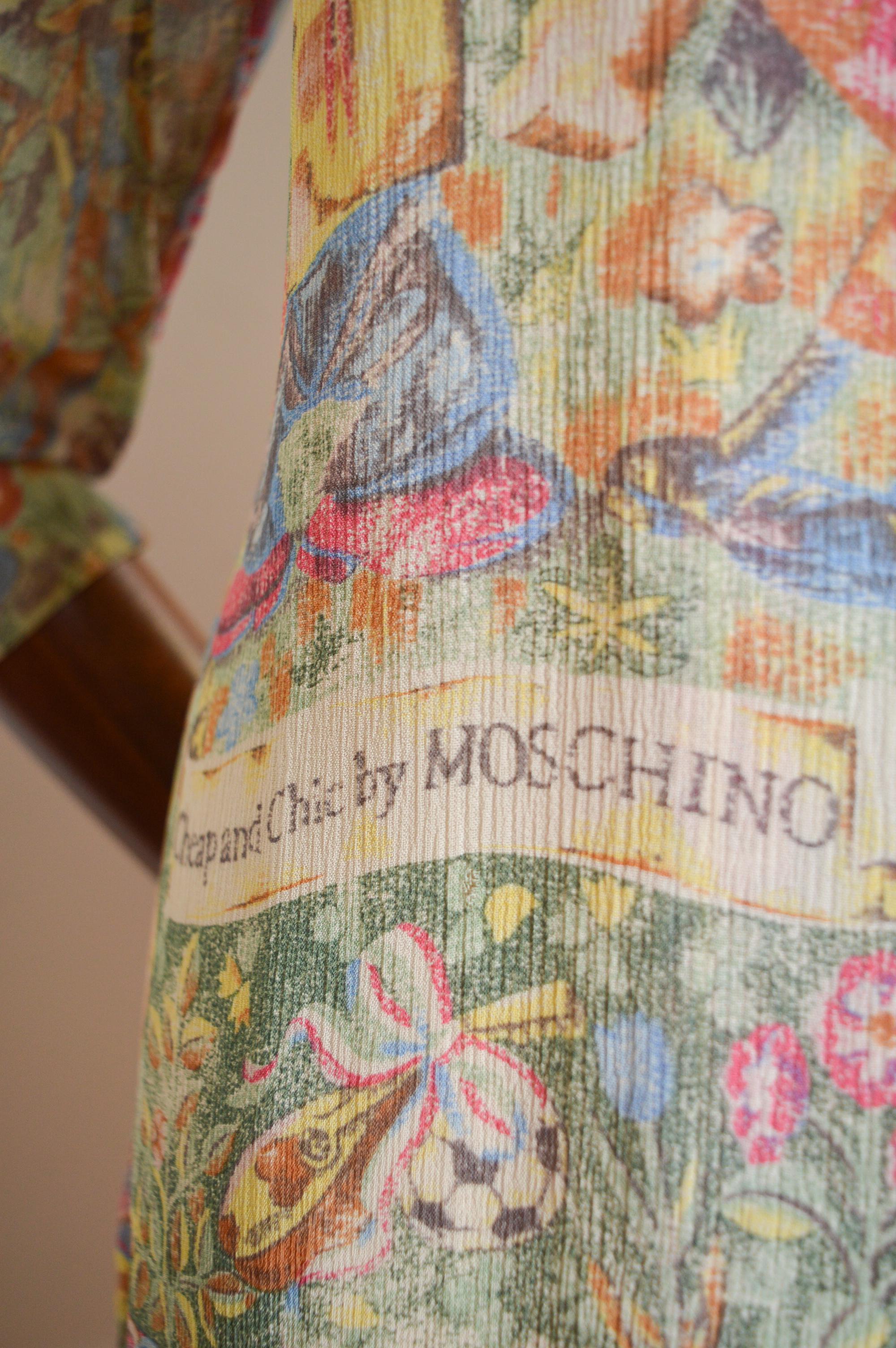Moschino Popeye & Olive Oil Cartoon 1990s Loud Buntes Hemd mit Pastelldruck im Angebot 2