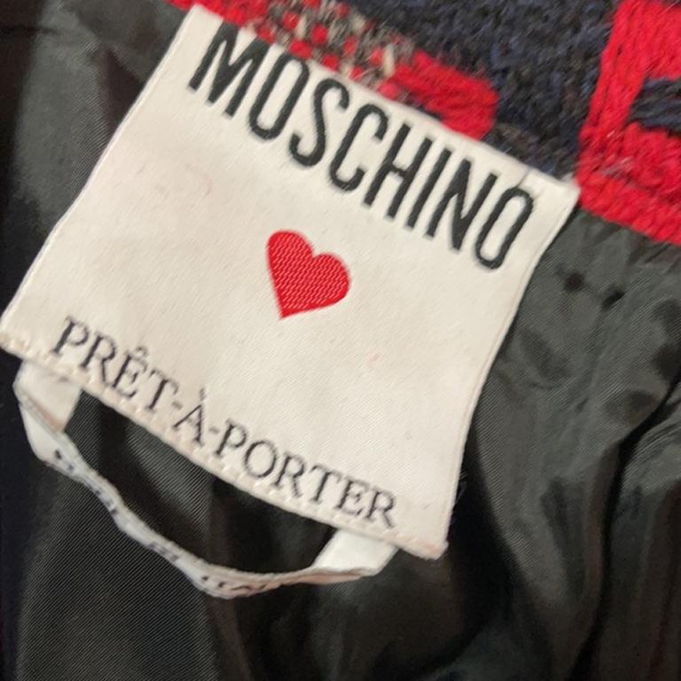 Moschino Pret A Porter Red Black Gray Tweed Skirt For Sale 5