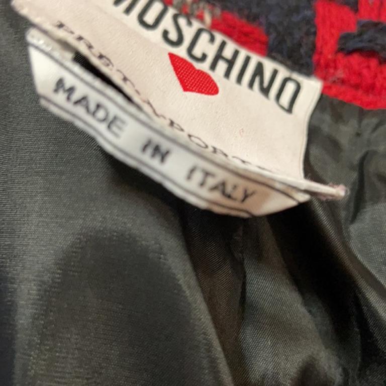 Moschino Pret A Porter Red Black Gray Tweed Skirt For Sale 6