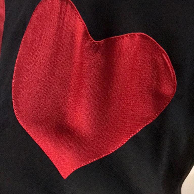 Moschino Pretaporter Black Red Heart Blouse For Sale at 1stDibs