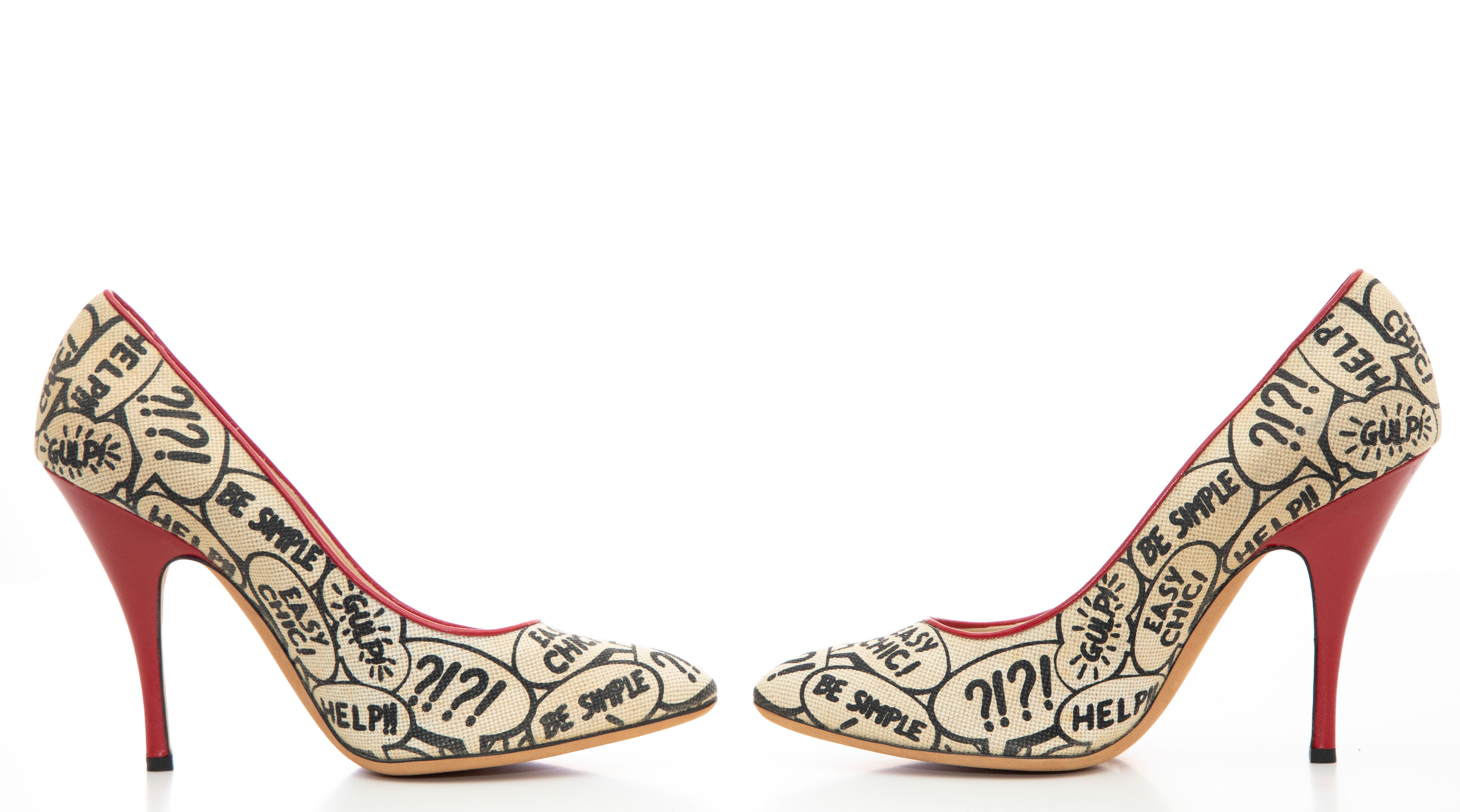 Moschino Printed Stiletto Red Leather Heels & Trim, Circa: 1993 9