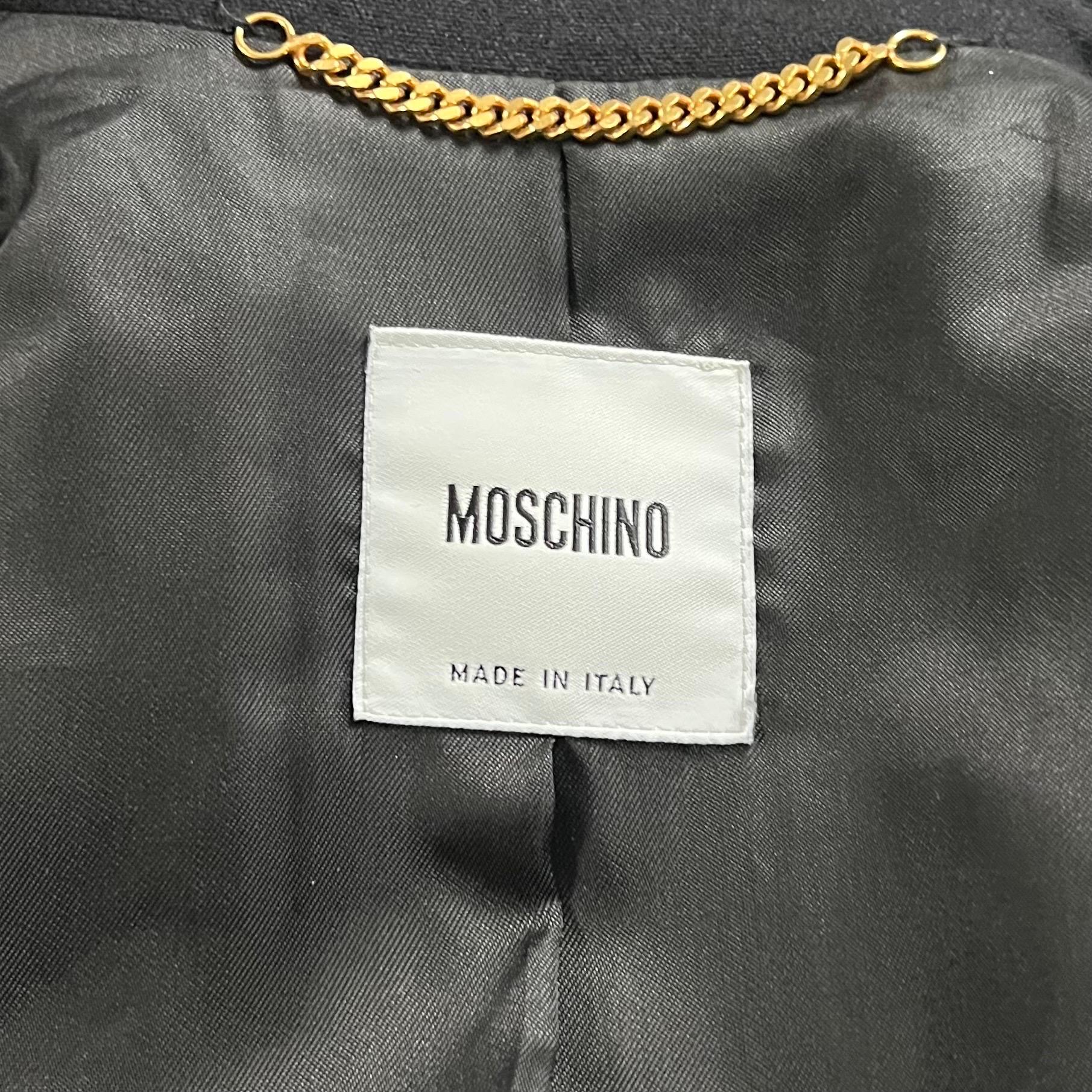 Moschino Punk Safety Pin Embellished Wool Coat For Sale 2