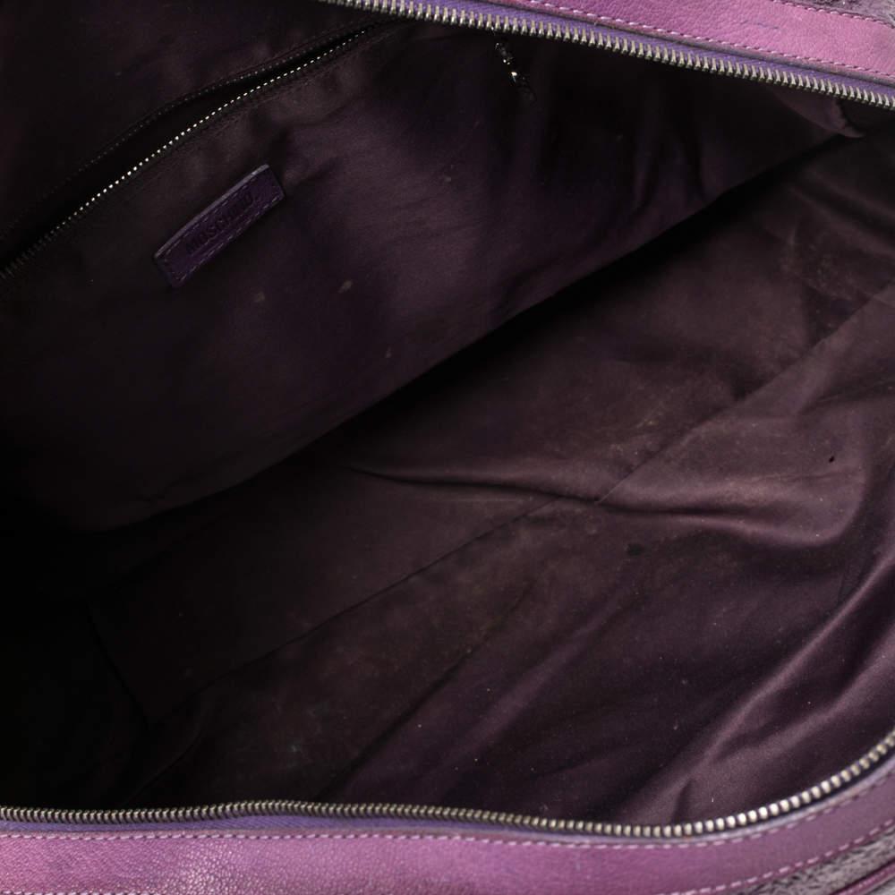 Moschino Purple Crinkled Patent Leather Double Zip Pocket Duffel Bag 2