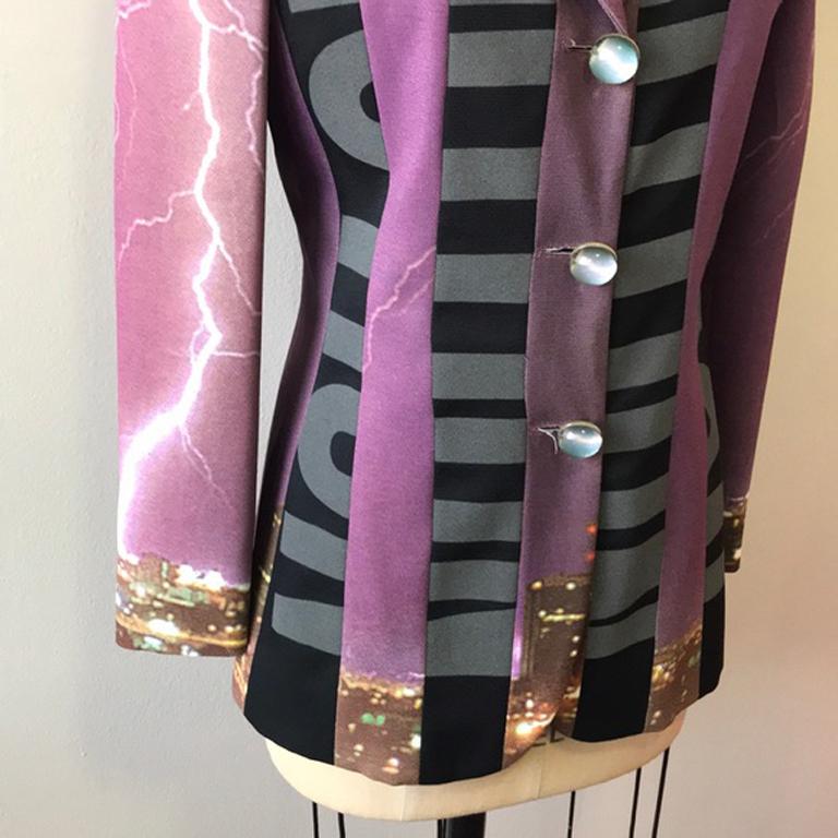 Black Moschino Purple Energy Lightening Bolt Blazer For Sale