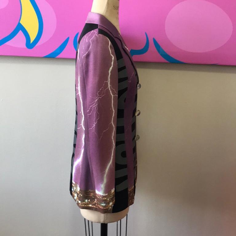 Moschino Purple Energy Lightening Bolt Blazer In Good Condition For Sale In Los Angeles, CA