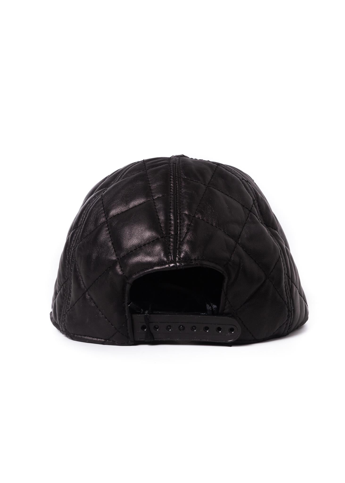 Quilted leather baseball cap with the 