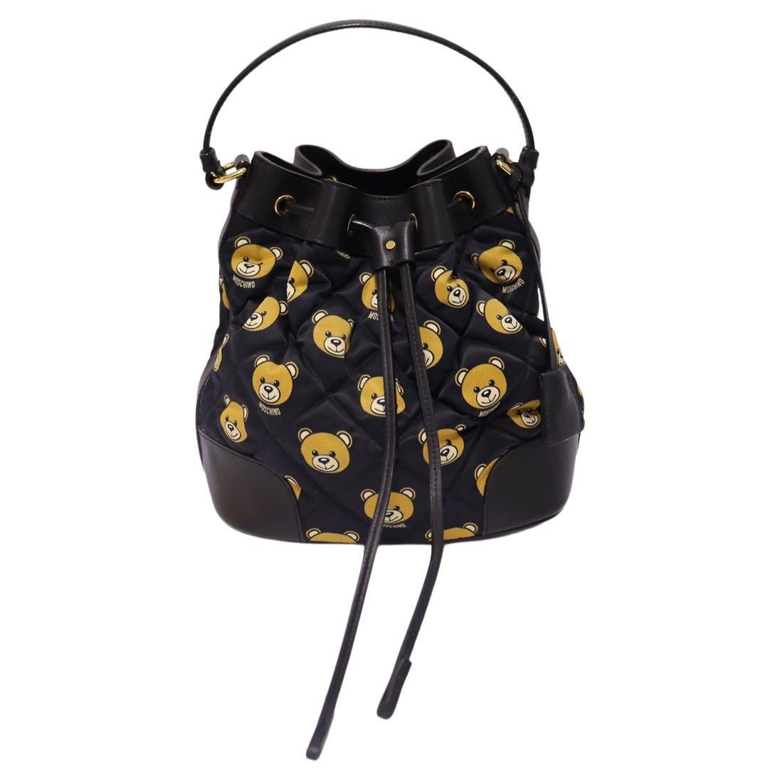Moschino Quilted Small Teddy Bear Bucket Bag For Sale