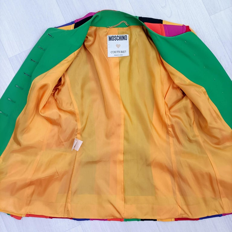 Moschino rainbow striped jacket vintage 1991 For Sale at 1stDibs