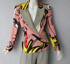 Moschino Rare Roy Lichtenstein Jacket and Pants Suit S/S 1991