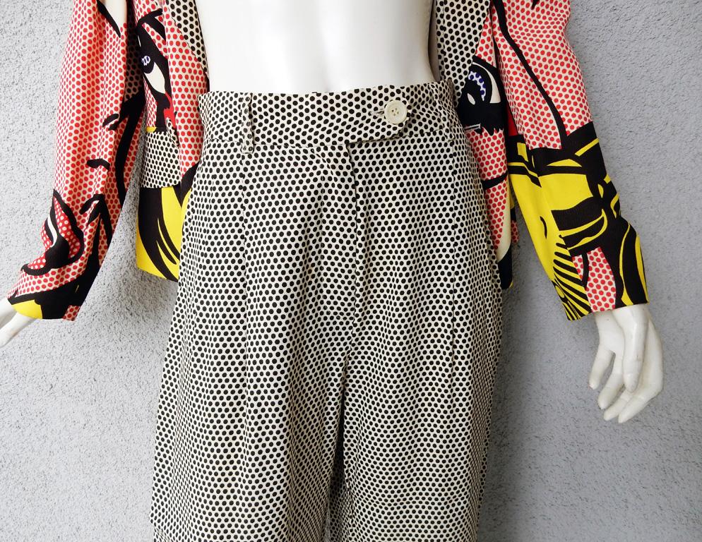 Moschino Rare Roy Lichtenstein Jacket and Pants Suit S/S 1991 In Excellent Condition For Sale In Los Angeles, CA