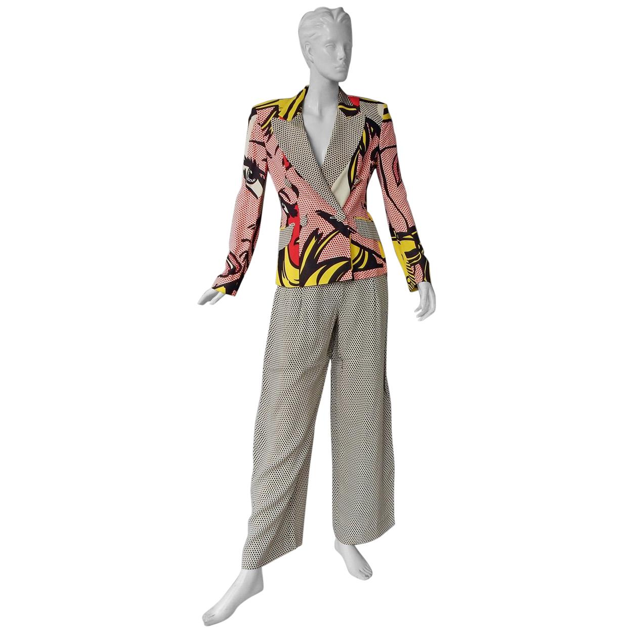  Moschino Rare Roy Lichtenstein Jacket and Pants Suit S/S 1991