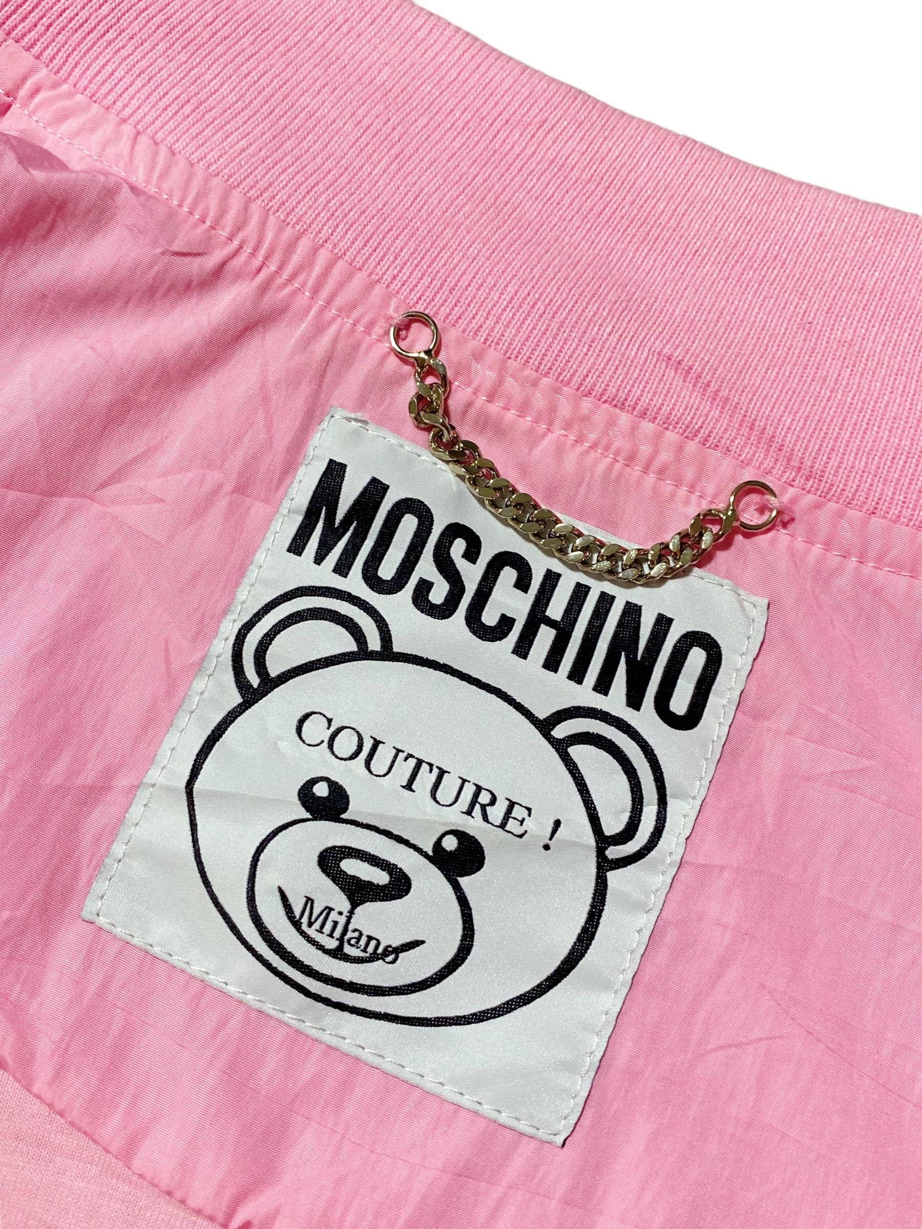 Women's Moschino Rare Sequin Teddy Bomber Jacket in Pink For Sale