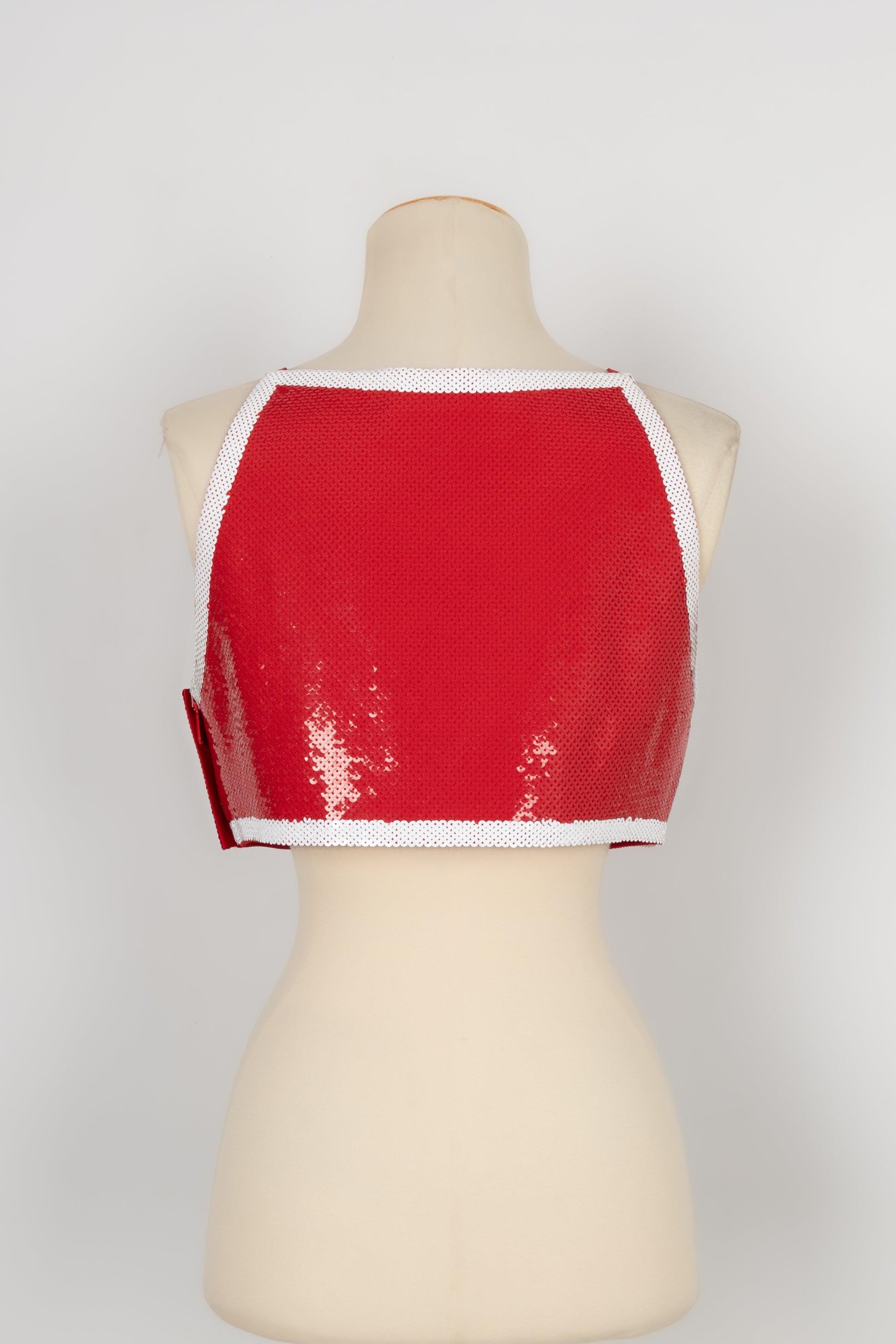 Moschino Red and White Sequinned Top Spring, 2016 In Excellent Condition For Sale In SAINT-OUEN-SUR-SEINE, FR