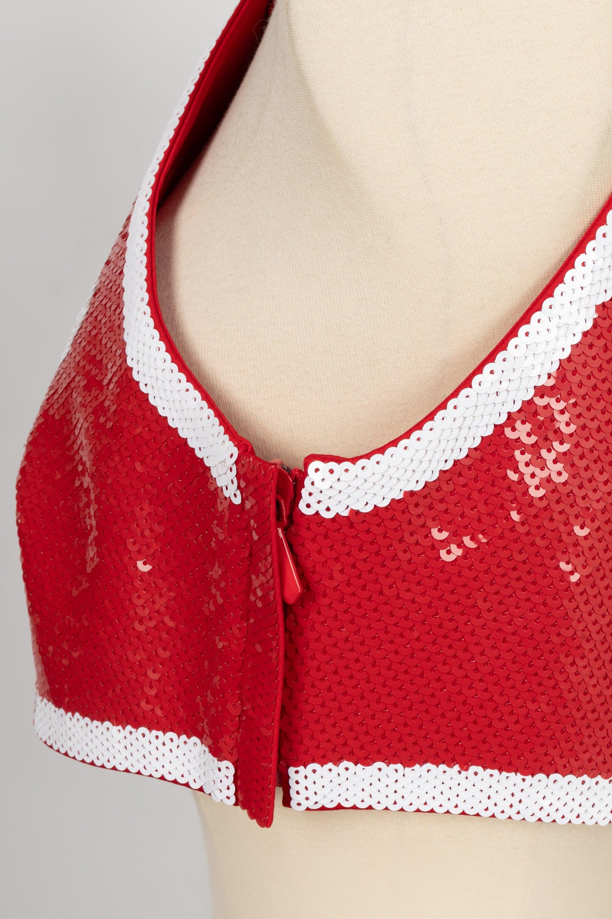 Moschino Red and White Sequinned Top Spring, 2016 For Sale 3