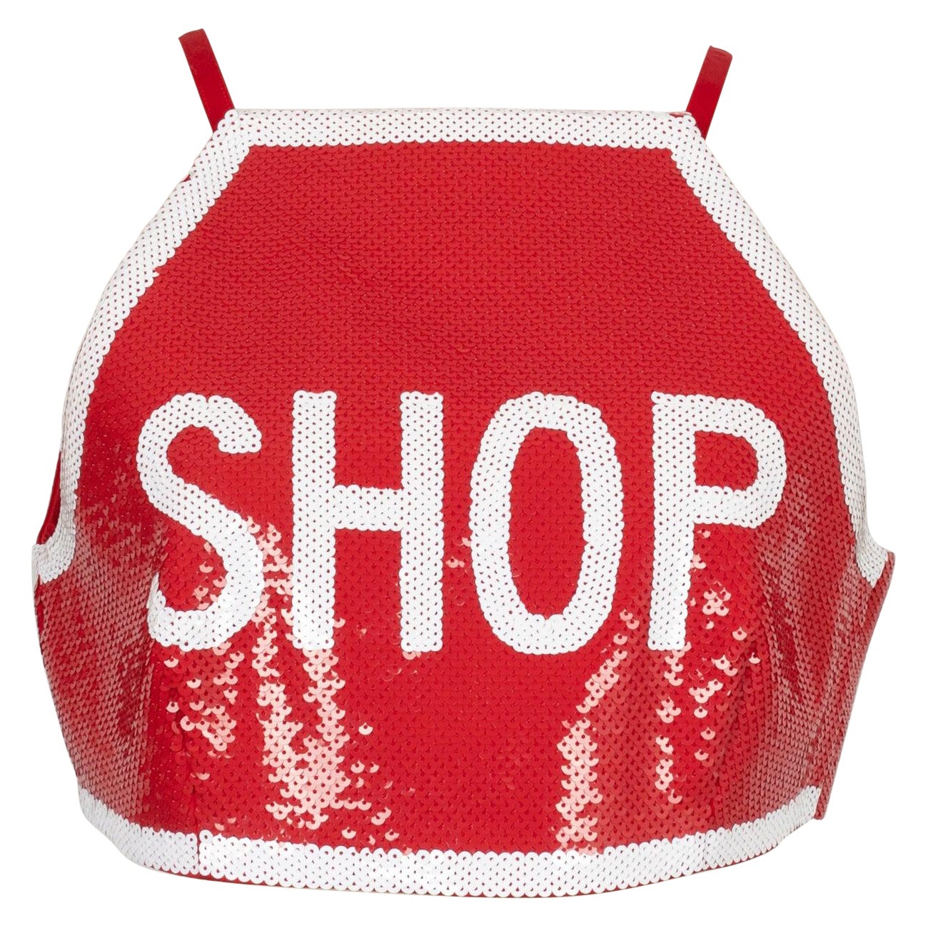 Moschino - Haut à sequins rouges et blancs, printemps 2016 en vente