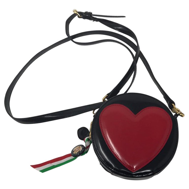 Moschino Red Black Heart Love Crossbody Bag For Sale