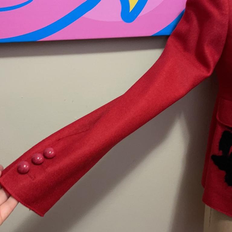 Moschino Red Black Wool Riding Jacket For Sale at 1stDibs