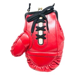 Used Moschino Red Leather Boxing Glove Bag Purse
