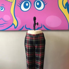 Moschino Red Plaid Wool Ankle Tuxedo Pants NWT