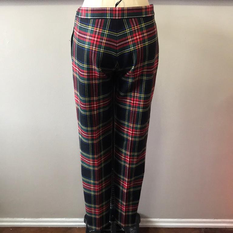 Moschino Pantalones de esmoquin de lana a cuadros rojos NWT en Nuevo estado para la venta en Los Angeles, CA