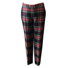 Moschino Red Plaid Wool Ankle Tuxedo Pants NWT