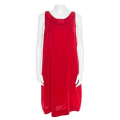 Moschino Red Silk Crepe Bow Detail Sleeveless Dress L