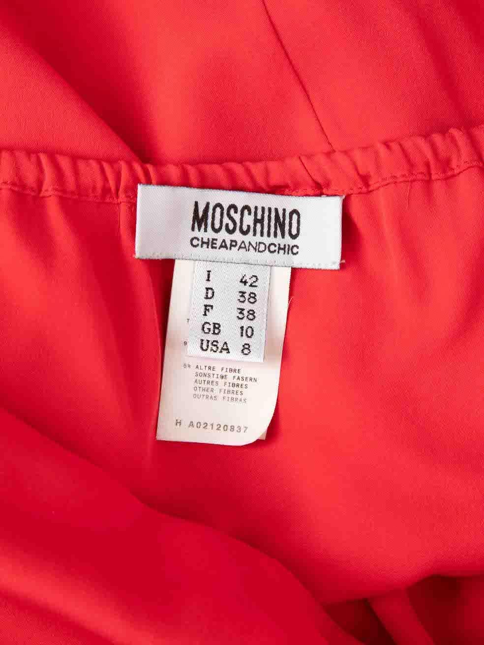 Moschino Red Silk Open Back Halterneck Top Size M For Sale 2