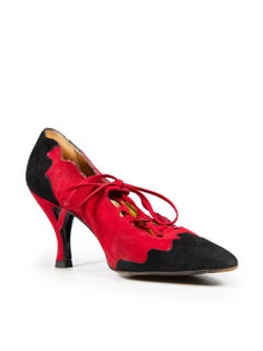 Moschino Red Suede Lace Up Pumps Size IT 38.5