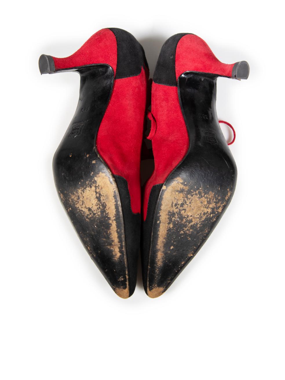 Women's Moschino Red Suede Lace Up Pumps Size IT 38.5