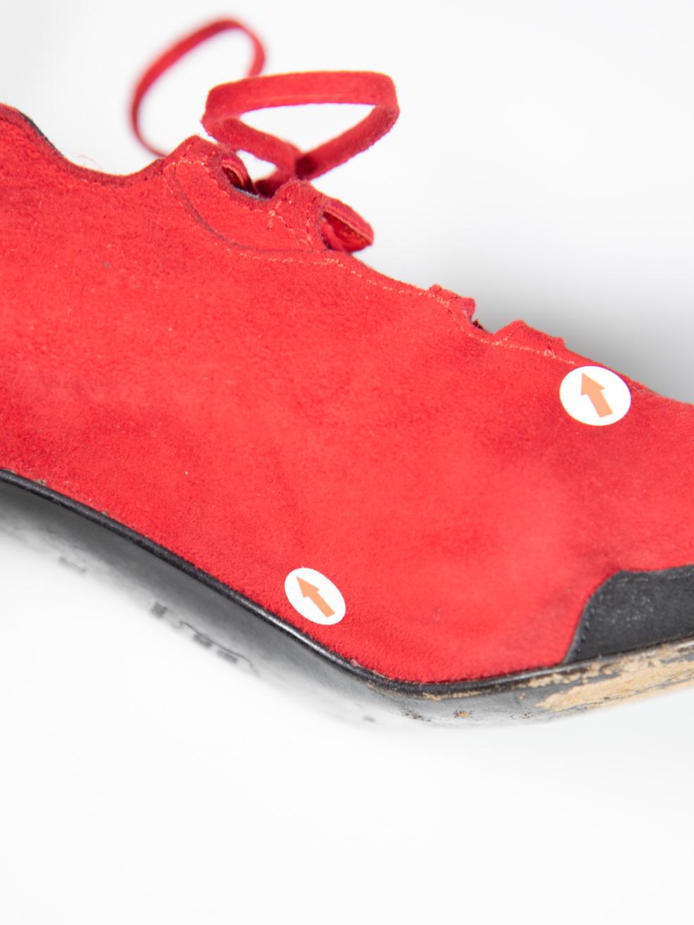 Moschino Red Suede Lace Up Pumps Size IT 38.5 4