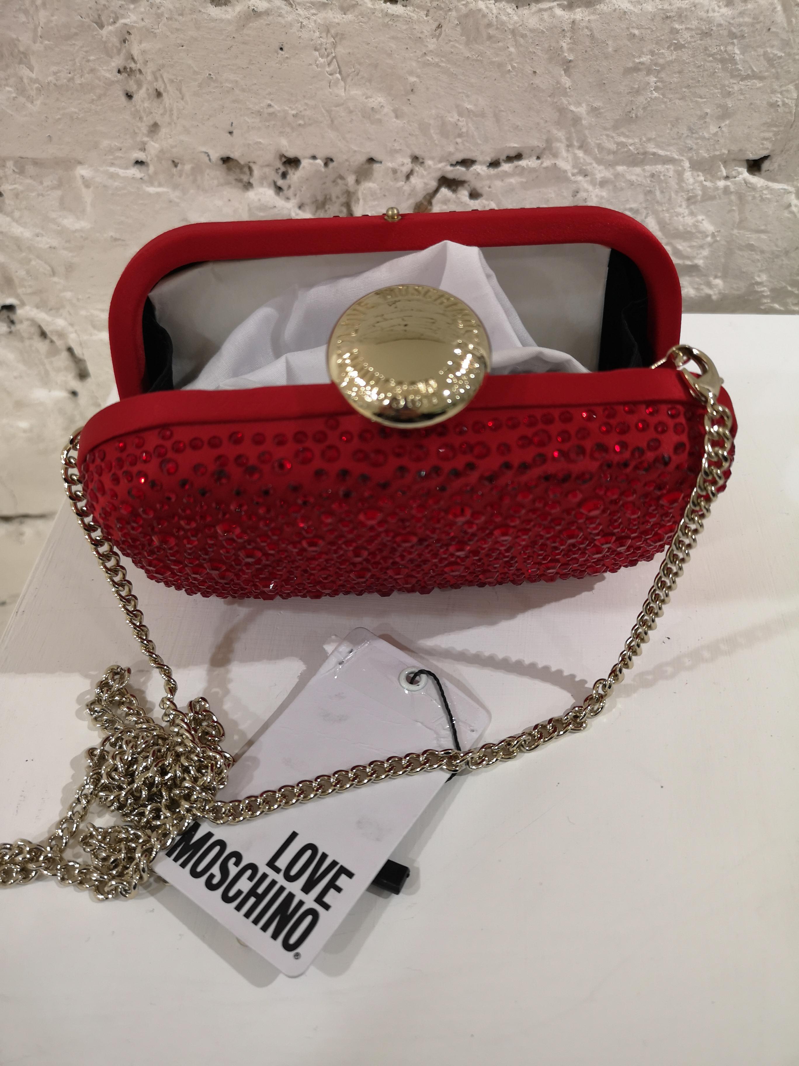 Moschino Red Swarovski Handle Bag / Shoulder Bag NWOT 5