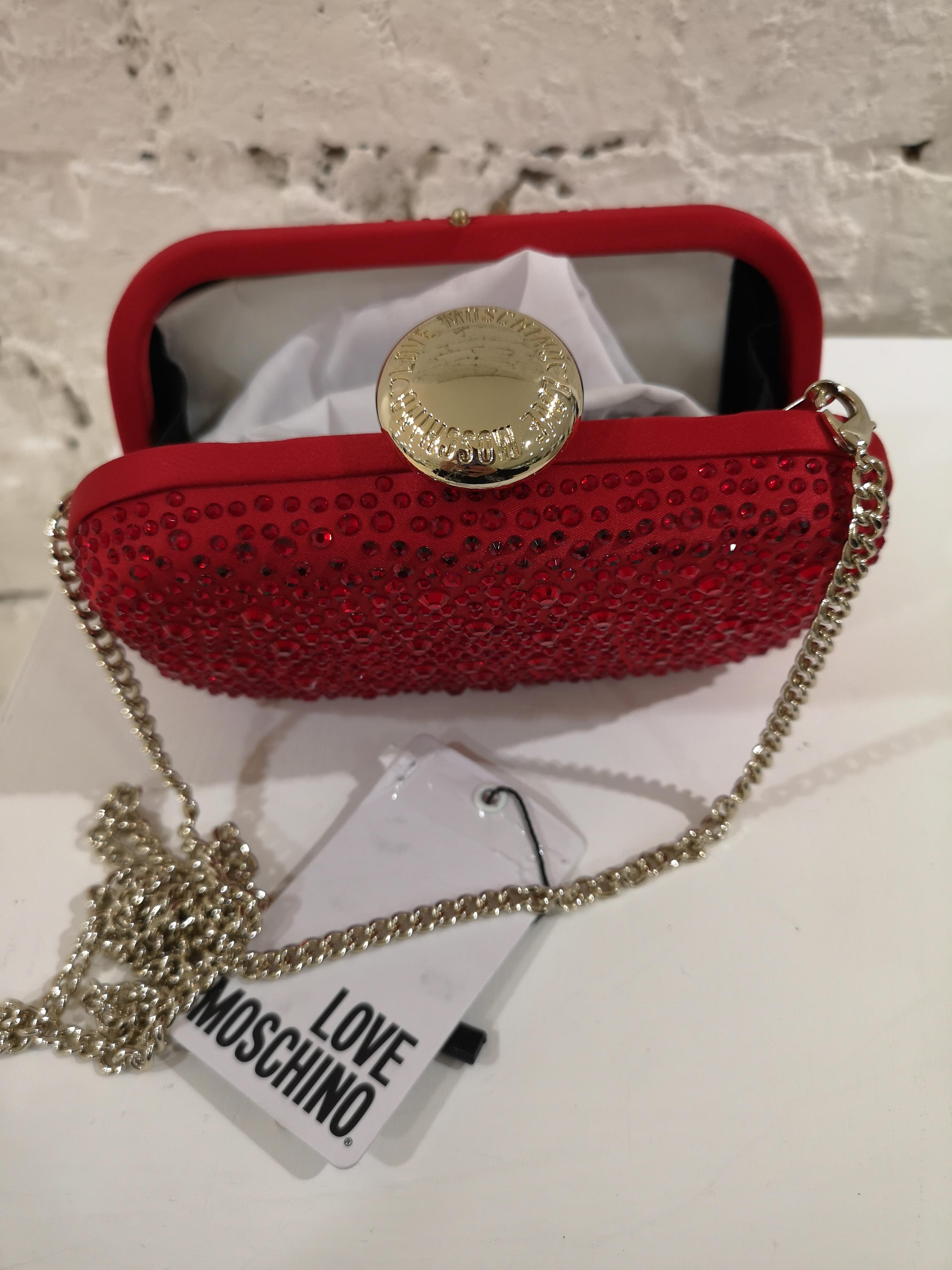 Moschino Red Swarovski Handle Bag / Shoulder Bag NWOT 4