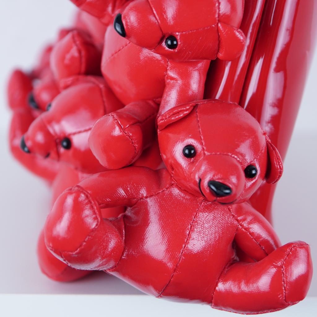Women's Moschino red teddy bears eco-leather handbag 90s