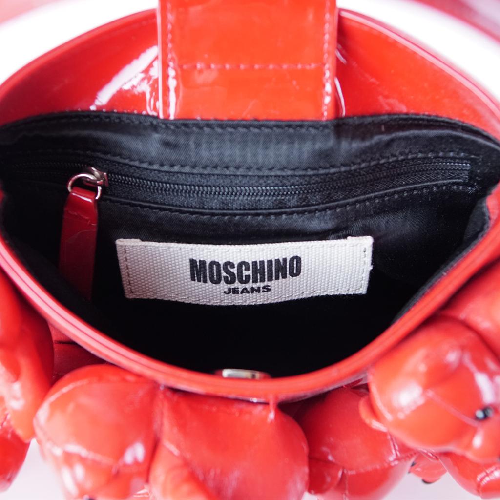 Moschino red teddy bears eco-leather handbag 90s 2