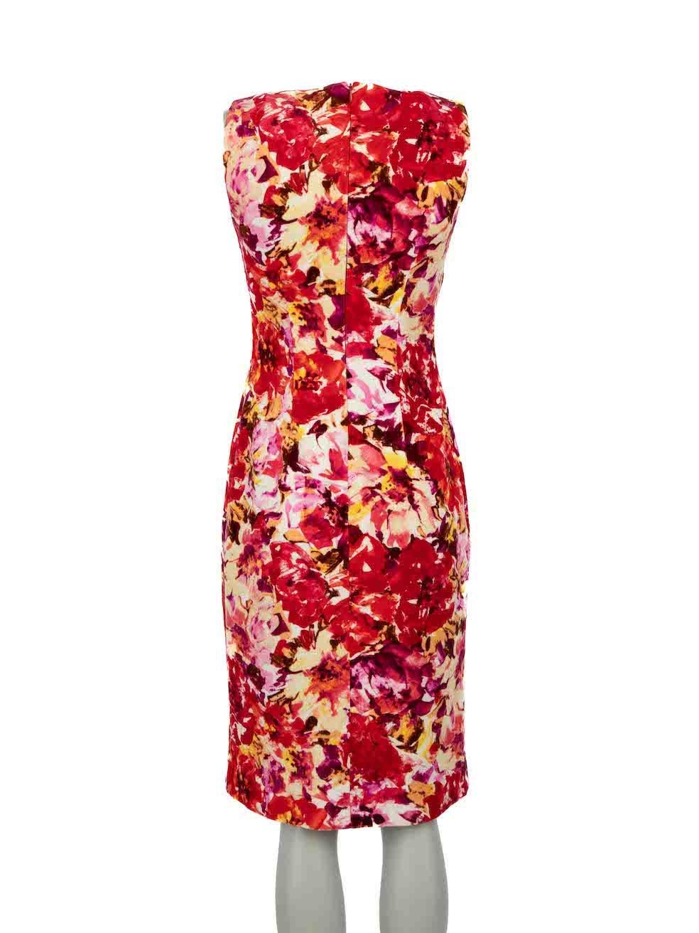 Moschino Red Velvet Floral Sleeveless Midi Dress Size S In Good Condition For Sale In London, GB