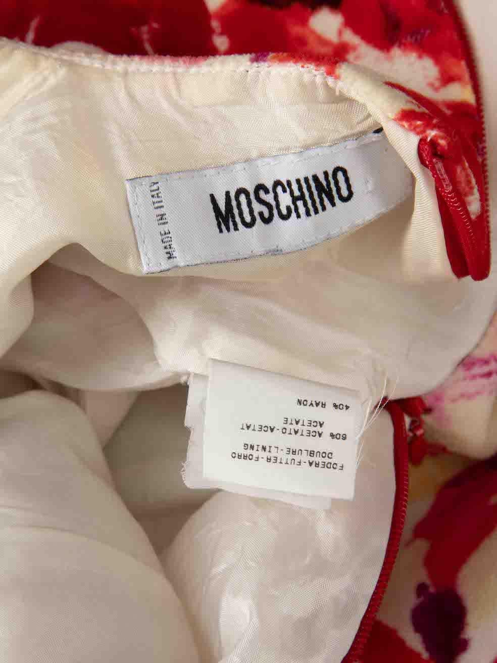 Moschino Red Velvet Floral Sleeveless Midi Dress Size S For Sale 4
