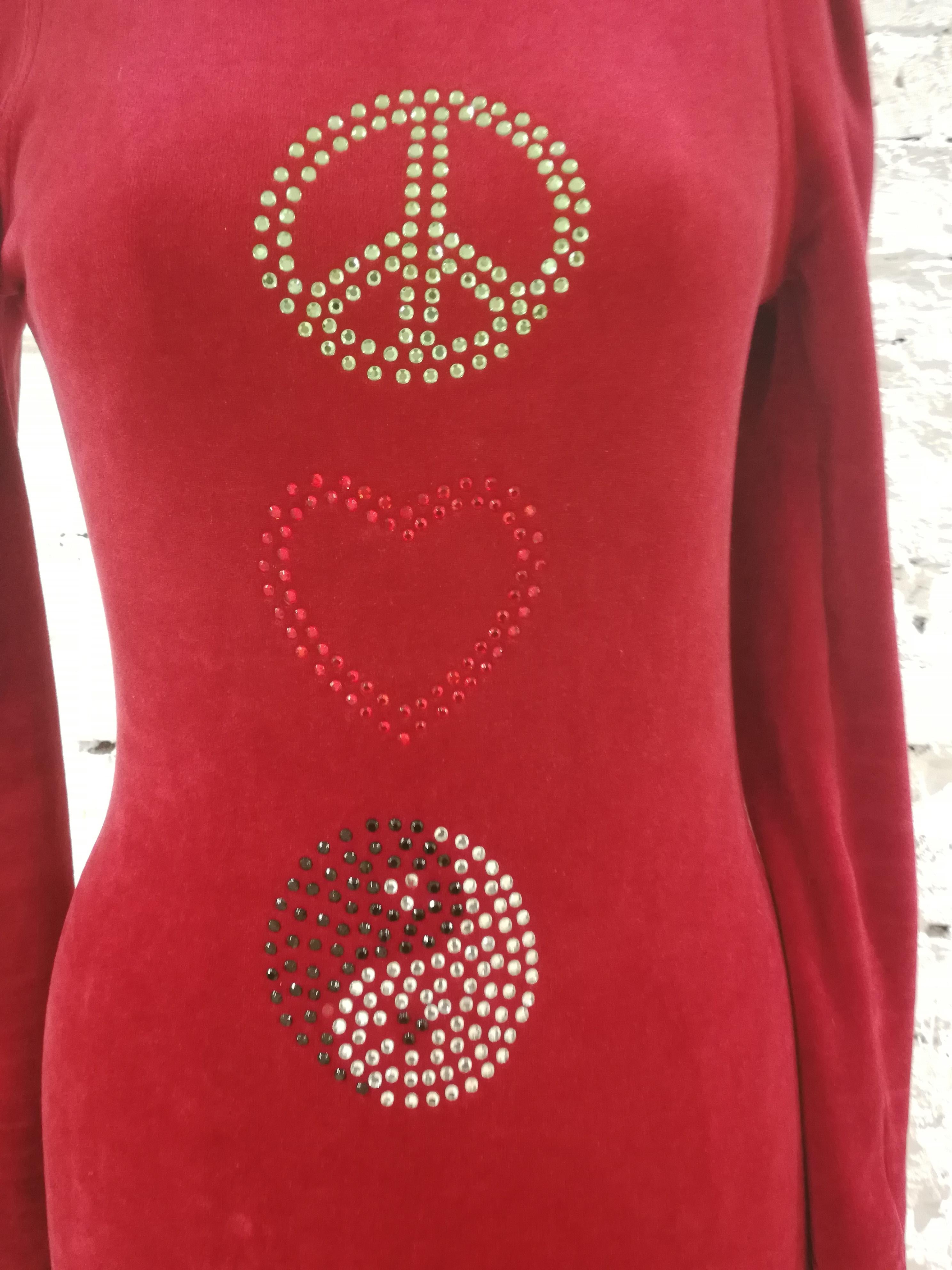 Moschino Red Velvet Peace Dress 1